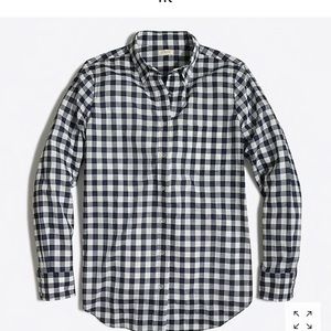 J crew navy gingham top